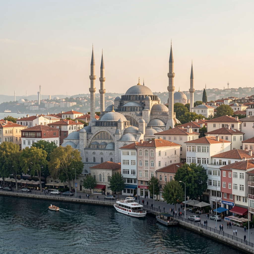 İstanbul Bakırköy'de modern muhasebe ofisi iç mekanı, cam bölmeler arkasında çalışan profesyoneller, duvarda muhasebe standartları tablosu asılı